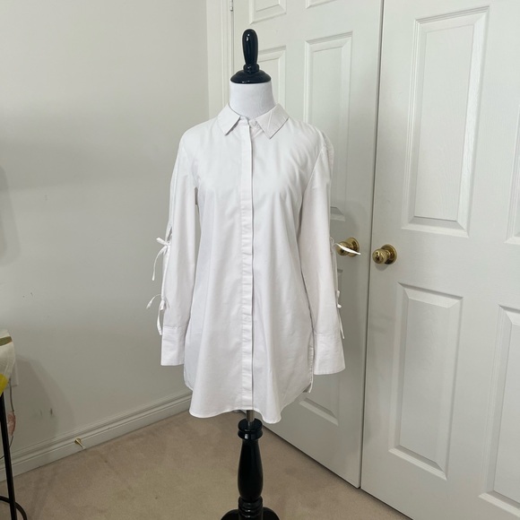 Marled Tops - Marled White Collared Shirt
